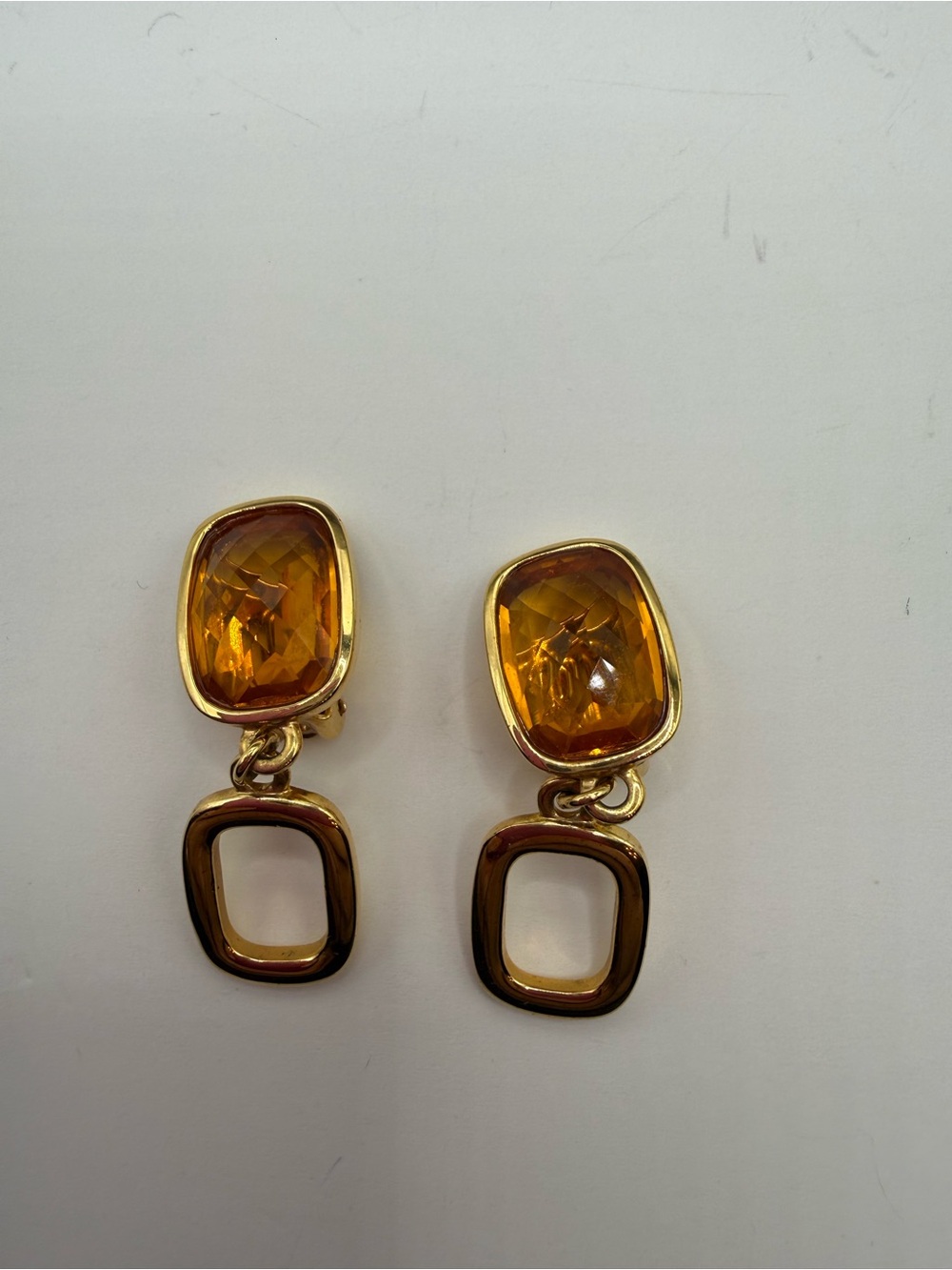 Swarovski Gold-Tone Amber Drop clip on Earrings